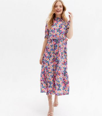 Smock Midi Dress Blue Floral main image 1