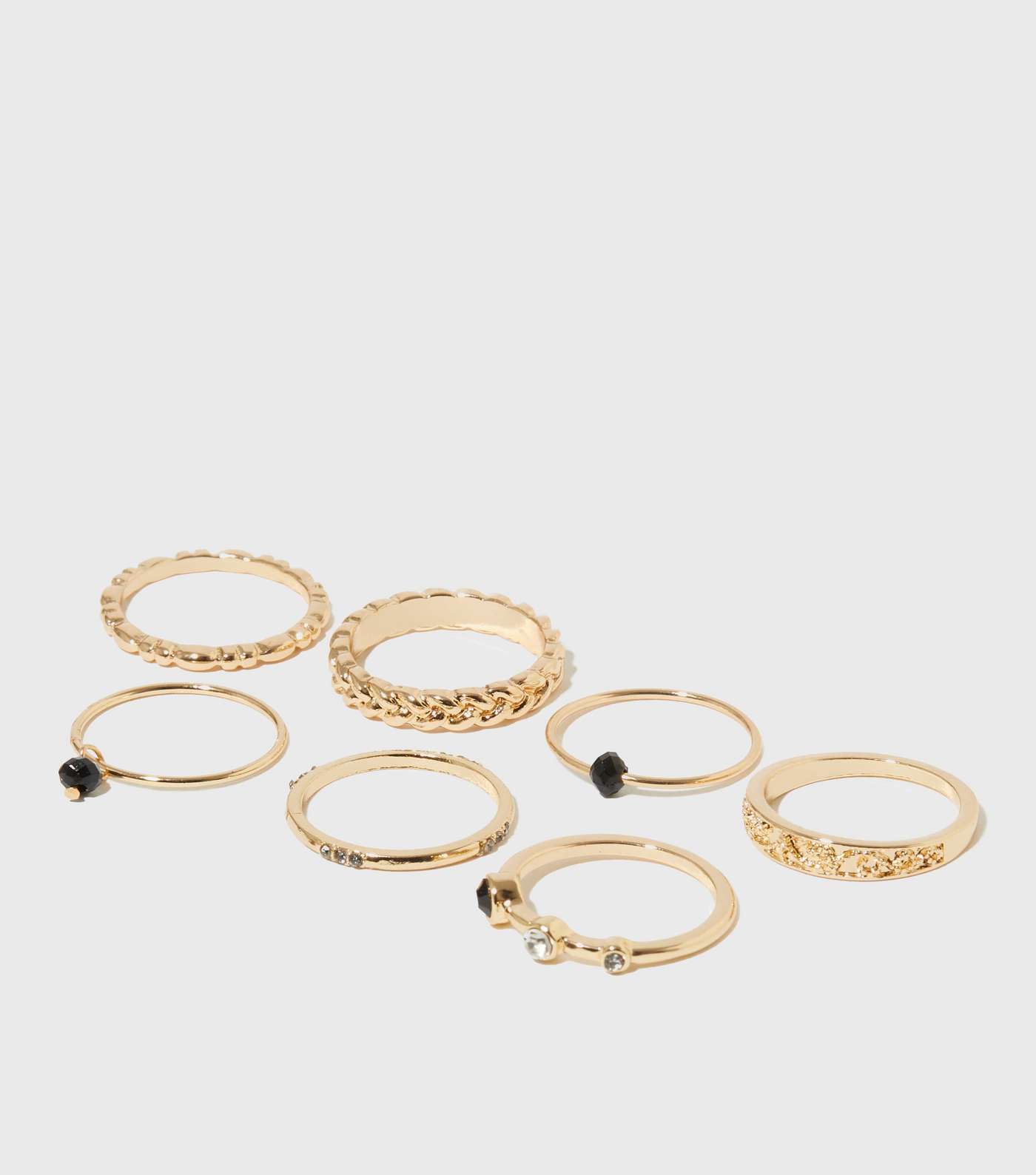7 Pack Gold Beaded Stacking Rings Image 2