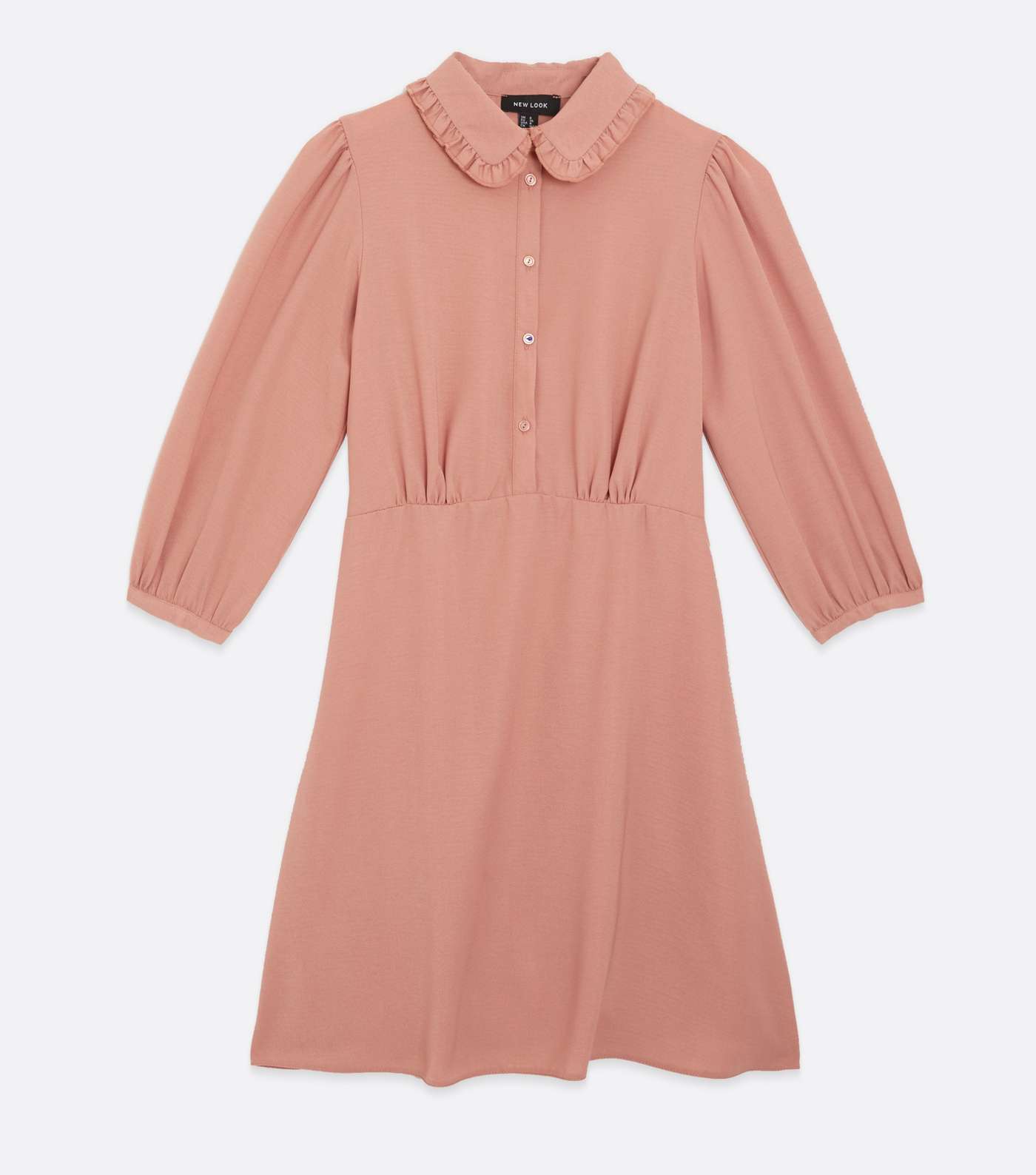 Pale Pink Herringbone Frill Collar Mini Shirt Dress Image 5