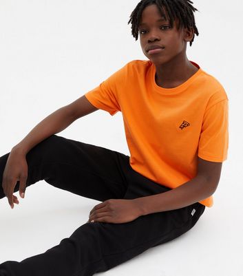 Boys Bright Orange Pizza Embroidered T 