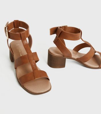 Tan Strappy Block Heel Sandals | New Look