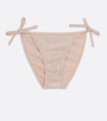 Click to view product details and reviews for Rose Gold Glitter Tie Side Bikini Bottoms New Look.