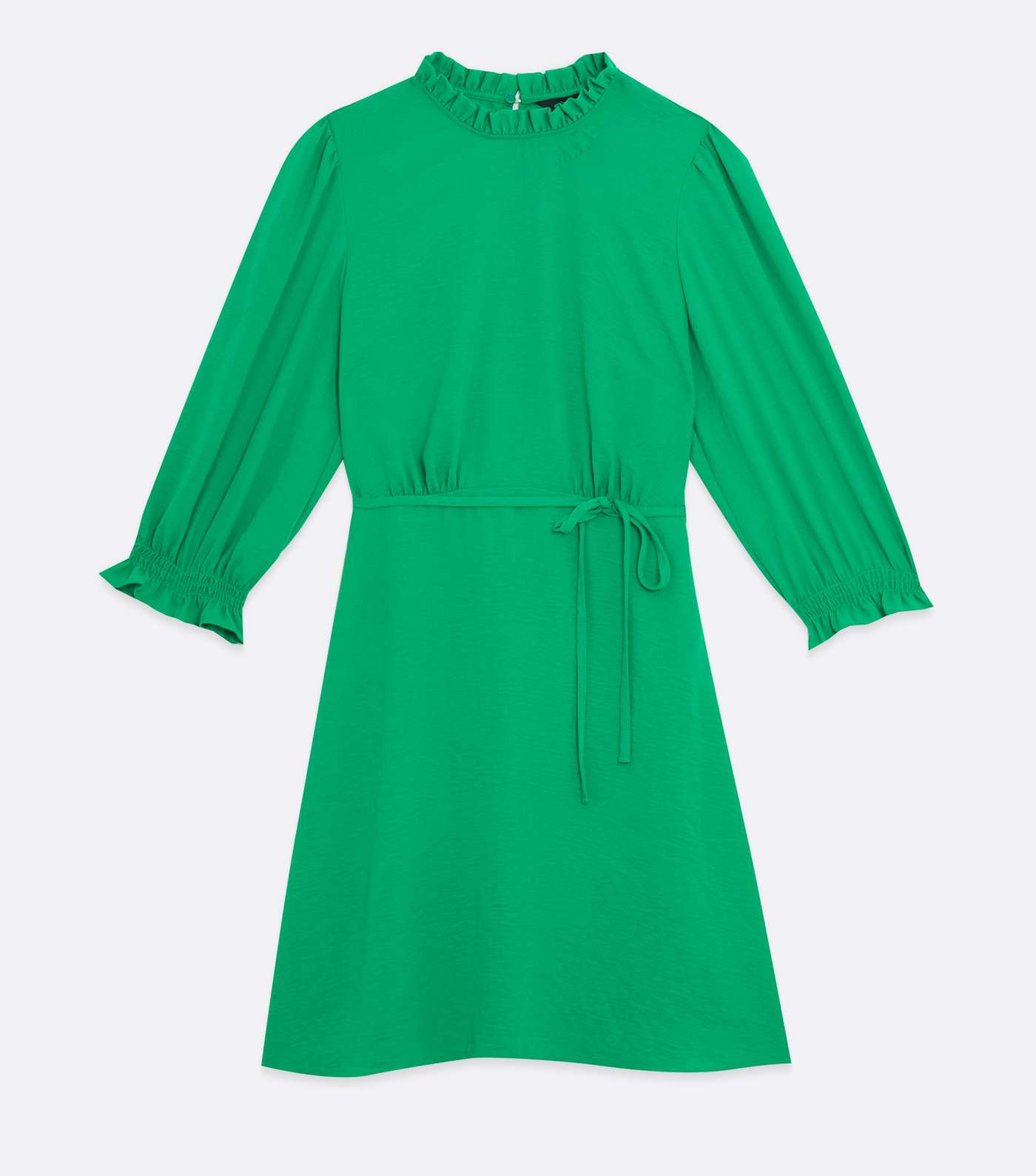 Green Frill High Neck 3/4 Sleeve Mini Dress Image 5
