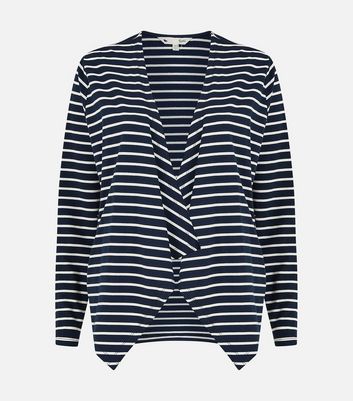 Click to view product details and reviews for Yumi Navy Stripe Jersey Waterfall Cardigan New Look.