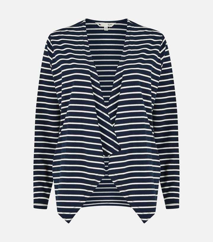 Yumi Navy Stripe Jersey Waterfall Cardigan