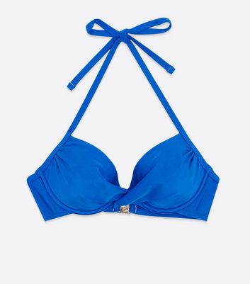 Bright Blue Cross Front Underwired Bikini Bottoms New Look