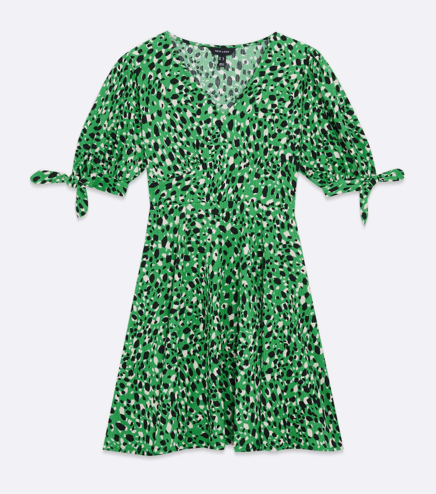 Green Leopard Print Crinkle Jersey Mini Dress Image 5