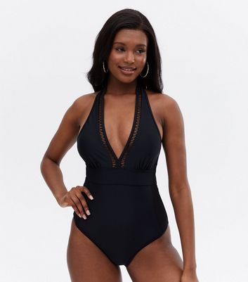 Black 2025 plunge swimsuit