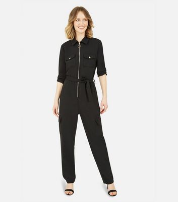 womens black coveralls