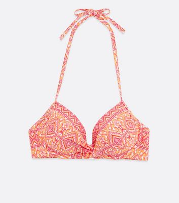 Click to view product details and reviews for Red Metallic Geometric Cross Front Underwired Bikini Top New Look.