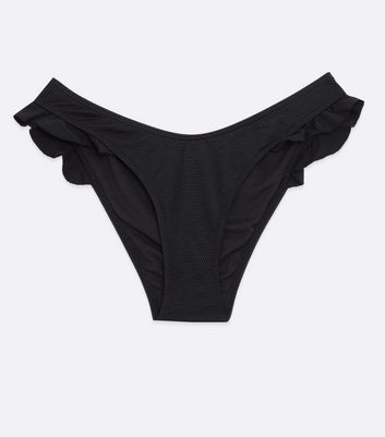 Click to view product details and reviews for Black Textured Frill Hipster Bikini Bottoms New Look.