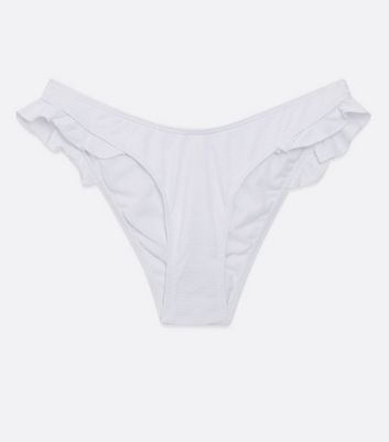 Click to view product details and reviews for White Textured Frill Hipster Bikini Bottoms New Look.