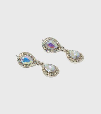Damen Accessoires Silver Diamanté Mini Teardrop Earrings
