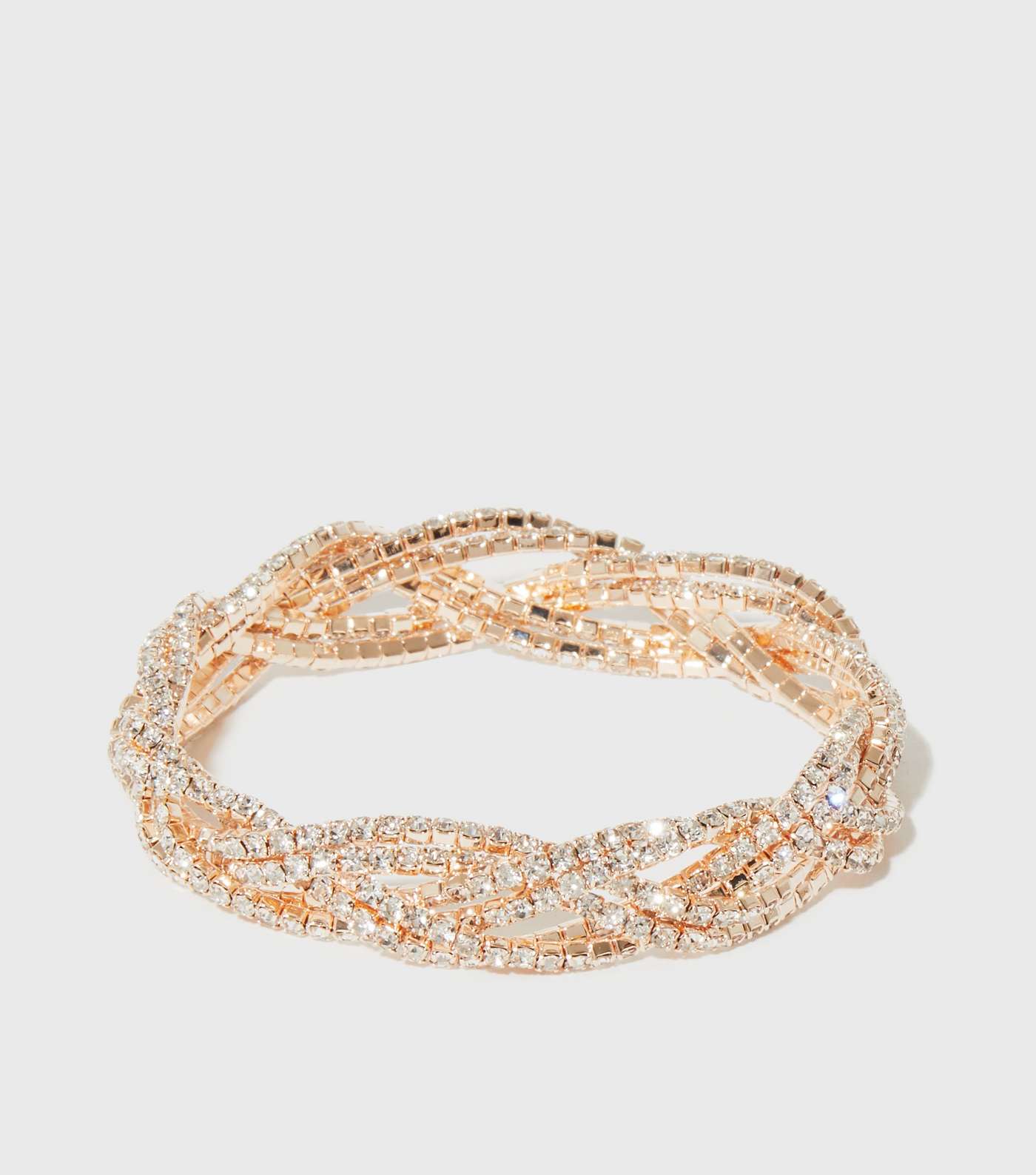 Rose Gold Diamanté Plaited Bracelet