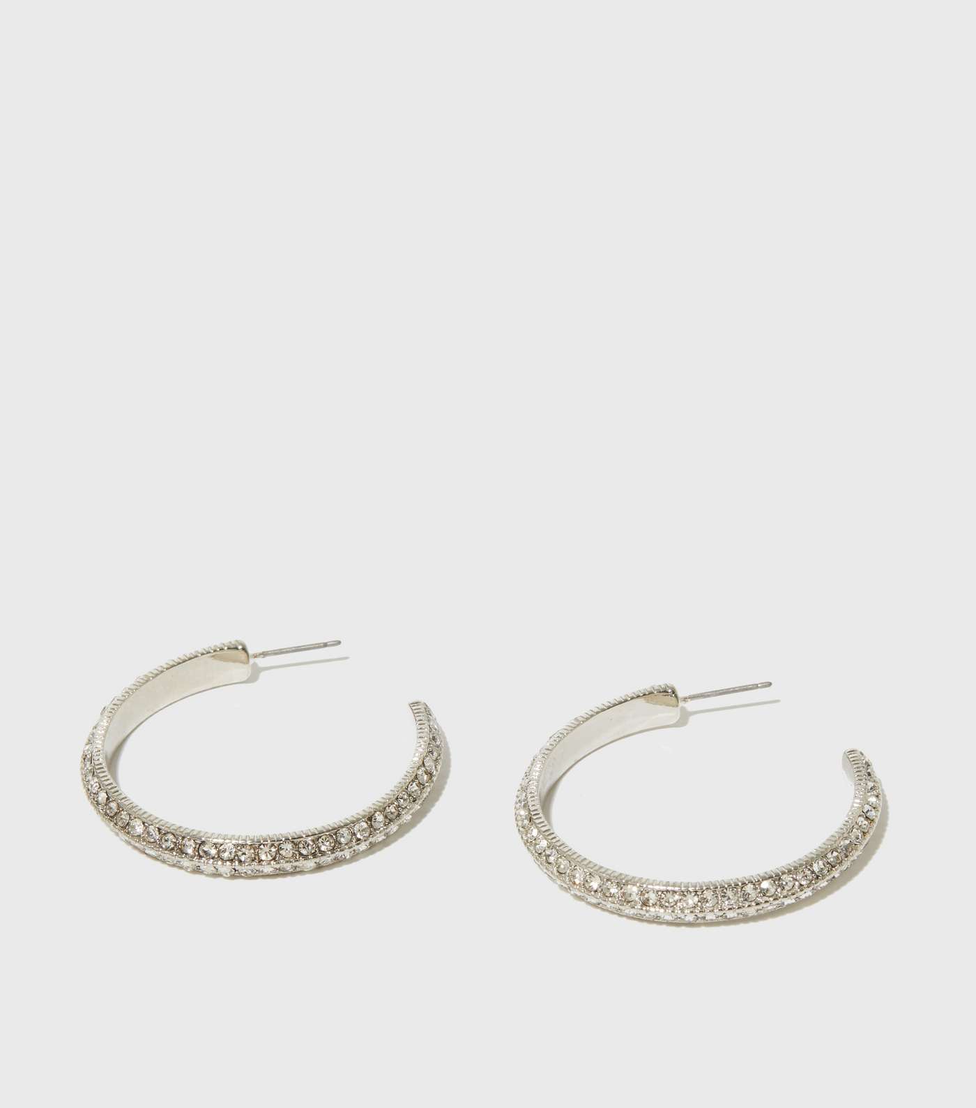 Silver Diamanté Hoop Earrings Image 2