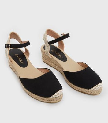 Black canvas store espadrille wedges