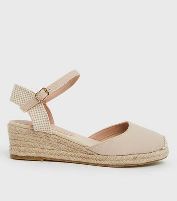 Cream Canvas Espadrille Wedge Sandals New Look