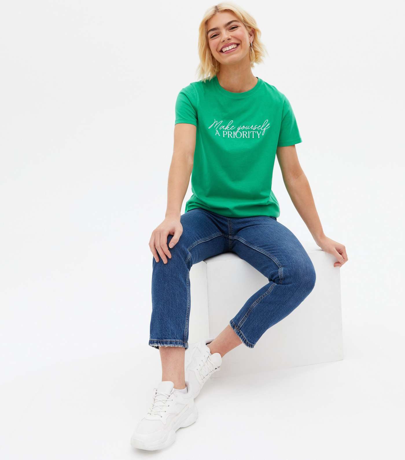 Green Make Yourself a Priority Logo T-Shirt Image 2