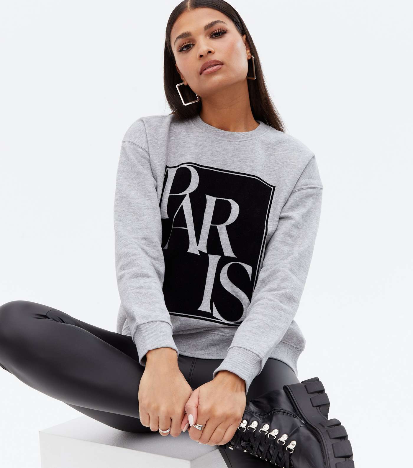Pale Grey Paris Box Logo Sweatshirt Image 3