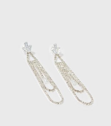Damen Accessoires Clear Diamanté Chandelier Drop Earrings