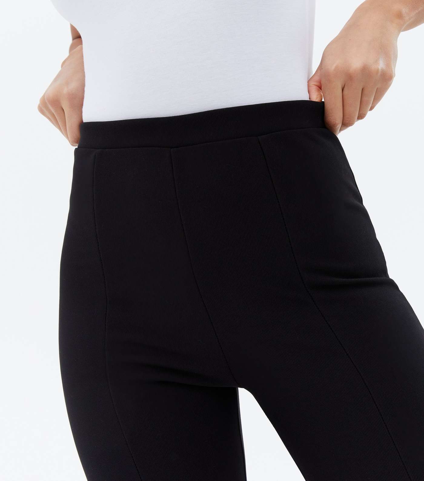 Black Split Front Skinny Trousers Image 3