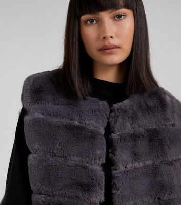 Dark grey faux fur on sale gilet