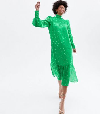 New look green spot midi dress hotsell