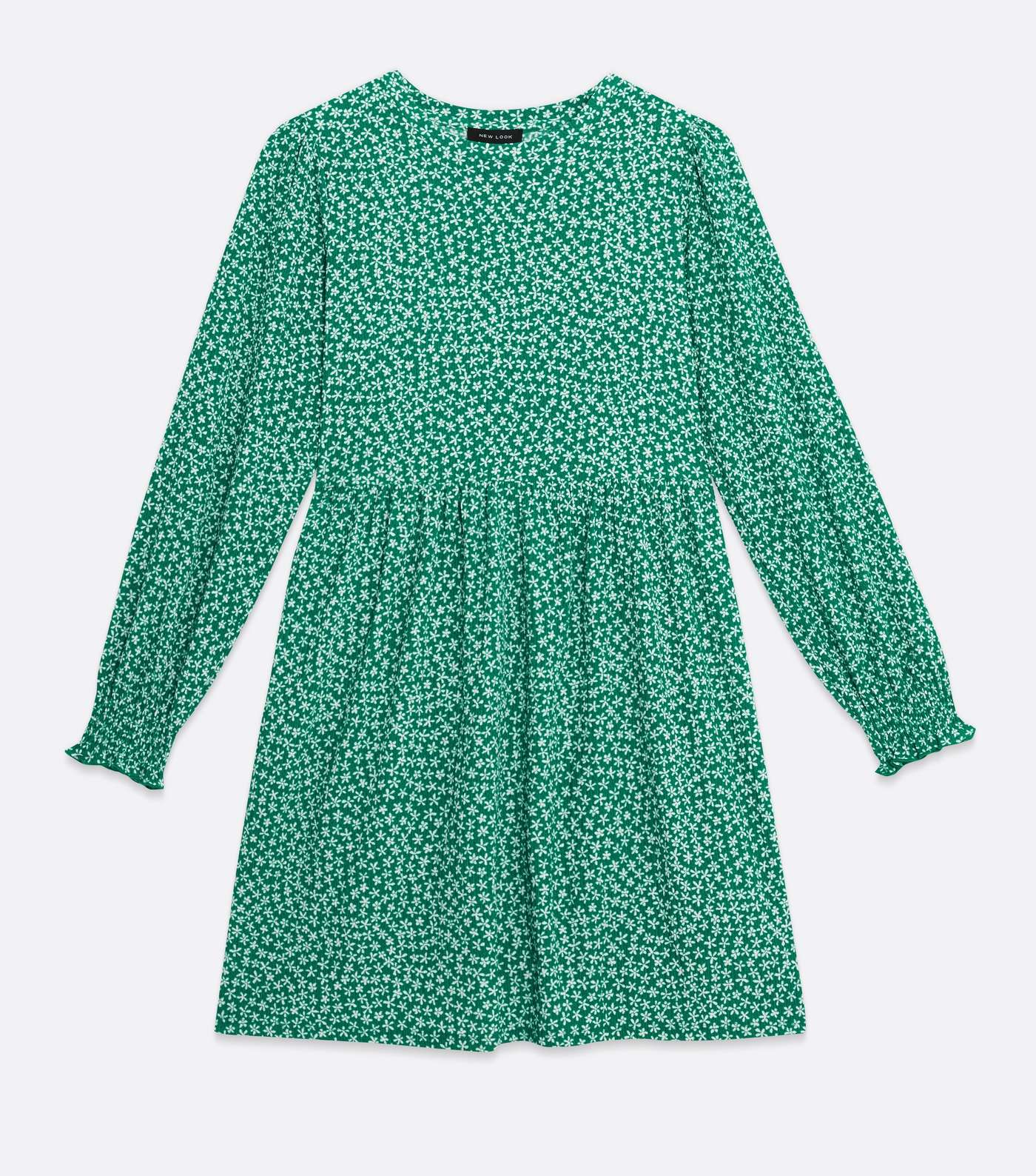 Green Floral Crinkle Jersey Mini Dress Image 5