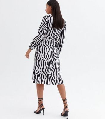 Damen Bekleidung Madam Rage White Zebra Midi Wrap Dress