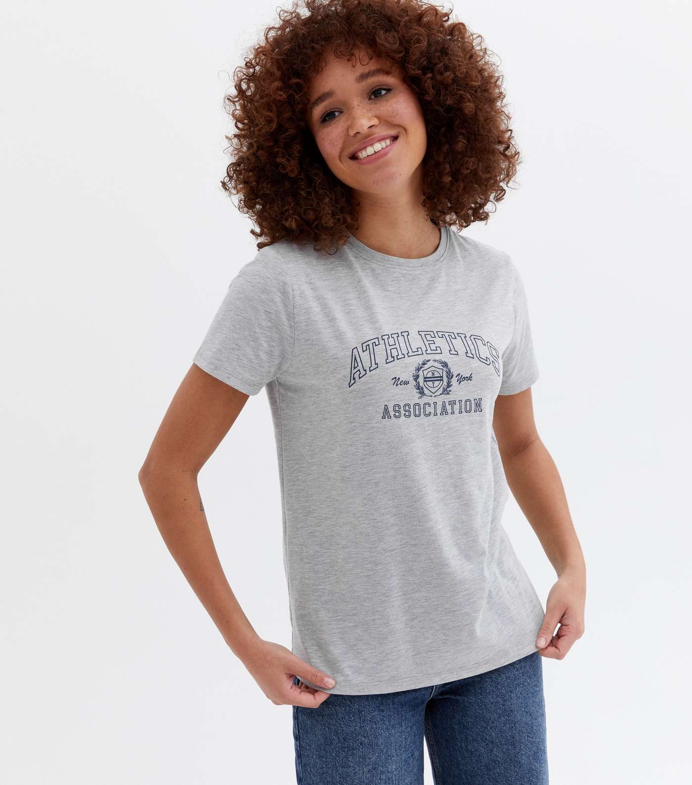 Pale Grey Athletics Varsity Logo T-Shirt Image 3