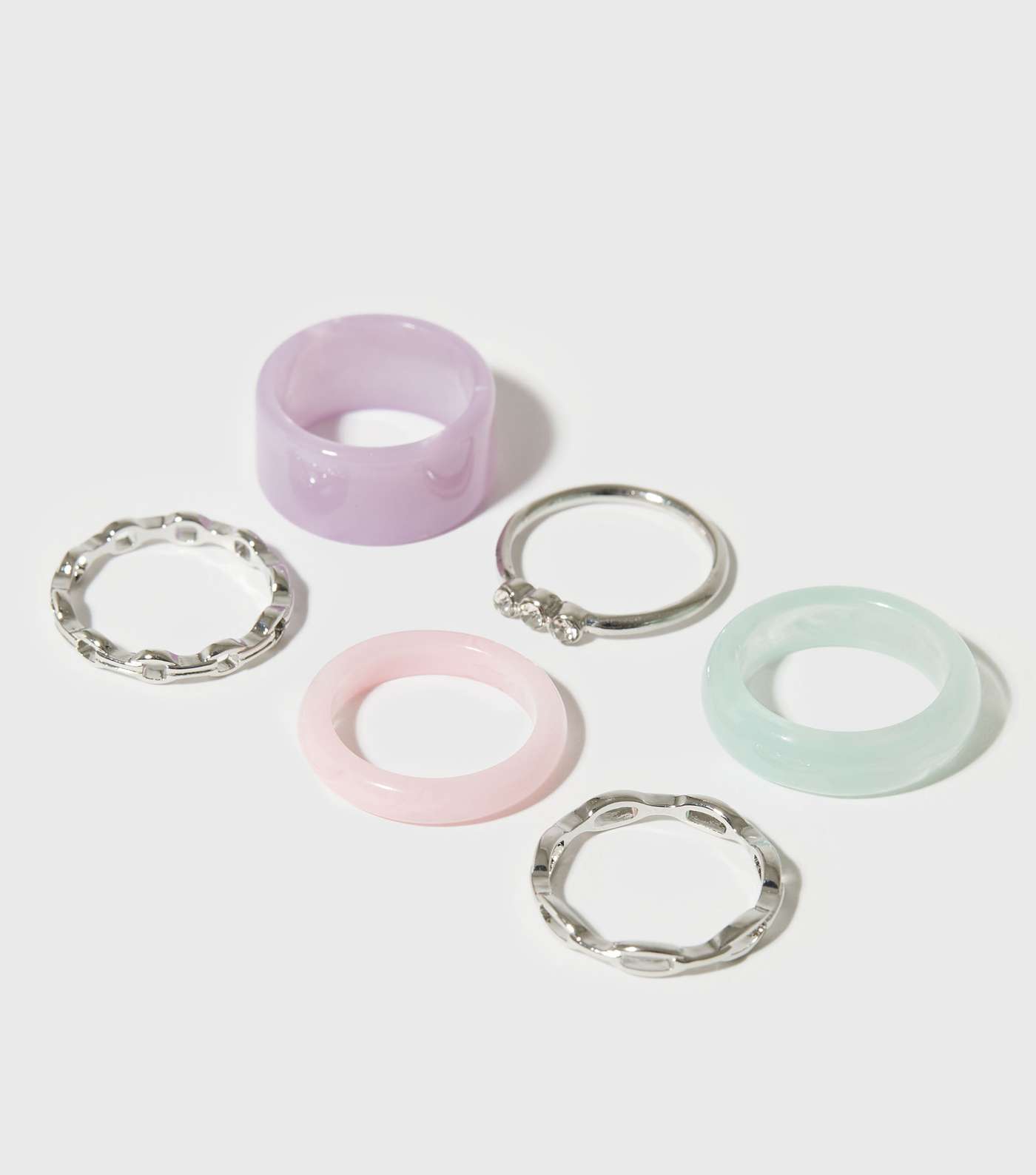 6 Pack Silver and Resin Stacking Rings Image 2
