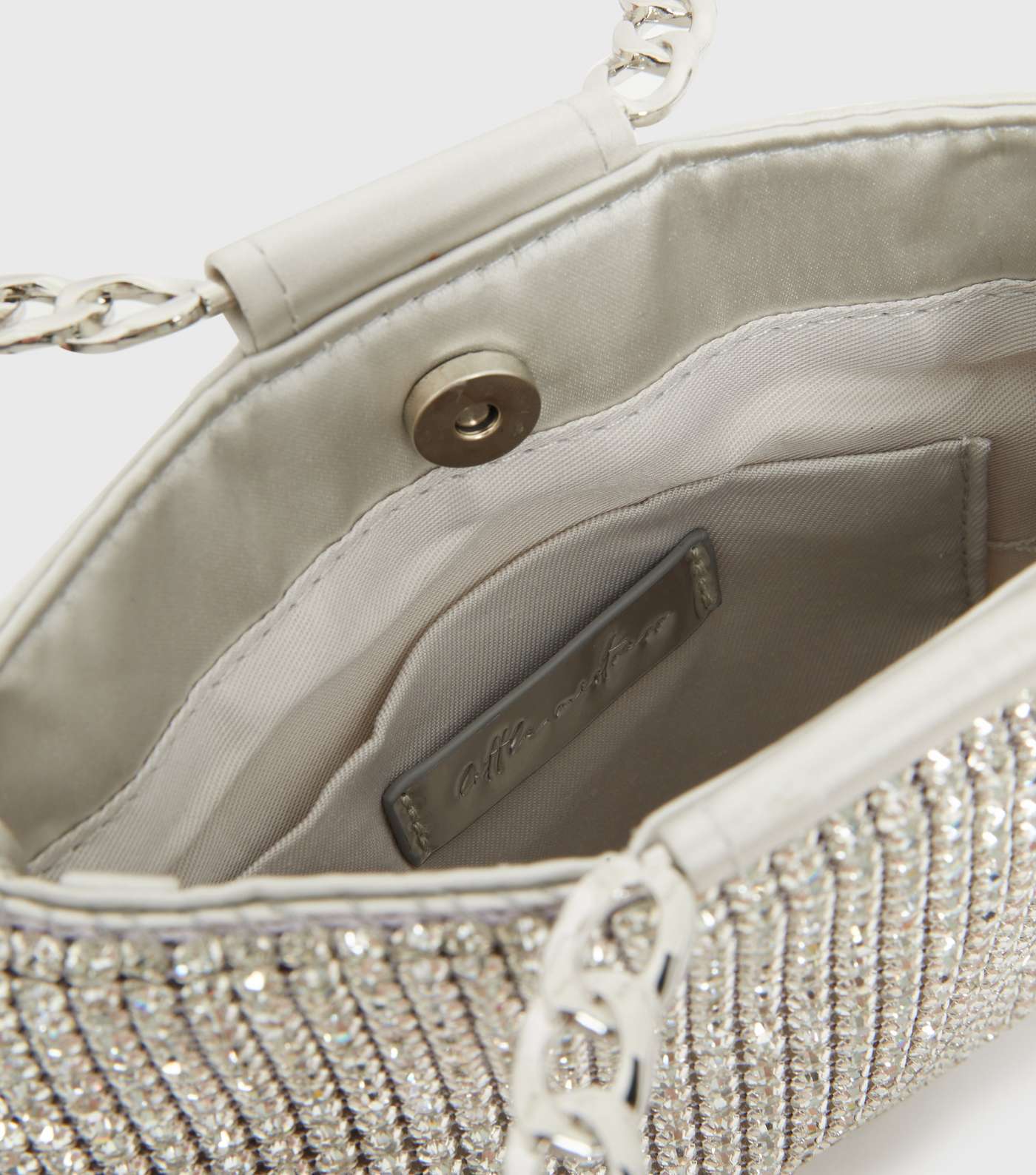 Little Mistress Silver Diamanté Clutch Bag Image 4
