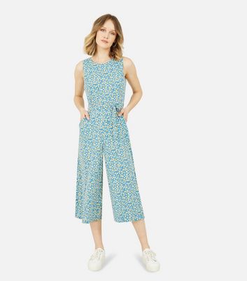 Blue Ditsy Floral Belted Sleeveless 
