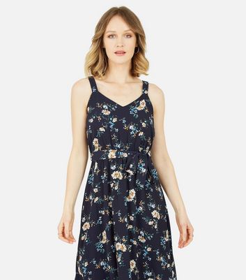 Click to view product details and reviews for Mela Navy Floral Belted Maxi Dress New Look.