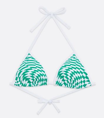 Click to view product details and reviews for Green Checkerboard Soft Triangle Bikini Top New Look.