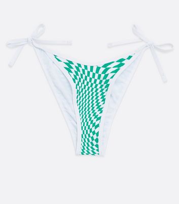 Click to view product details and reviews for Green Checkerboard Tie Side Bikini Bottoms New Look.