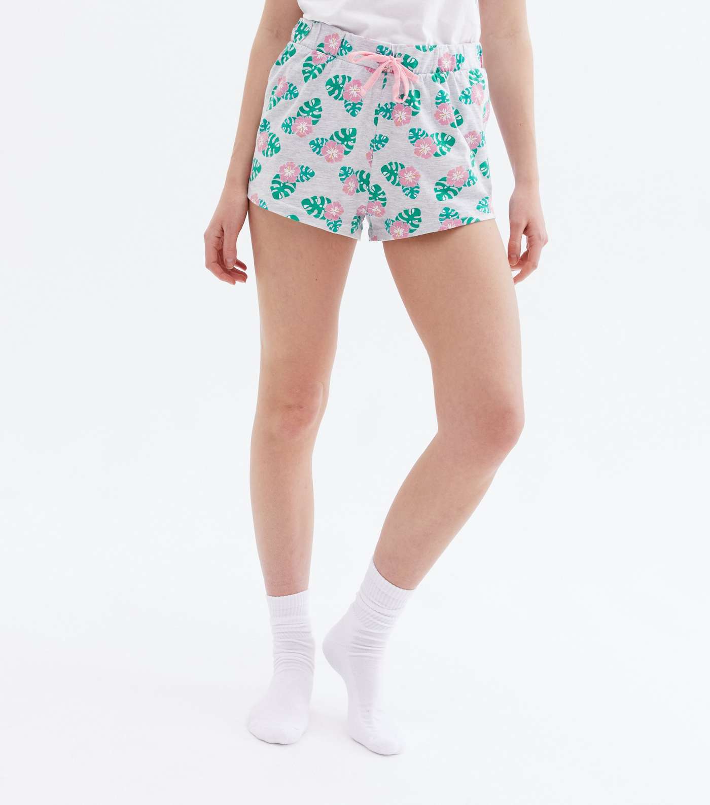White Tropical Sloth T-Shirt and Short Pyjama Set Image 3