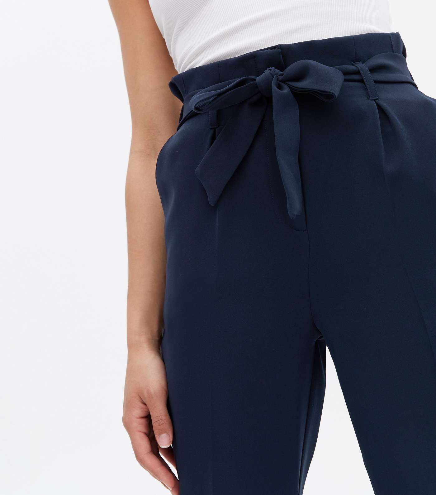 Navy Belted High Waist Trousers Image 2