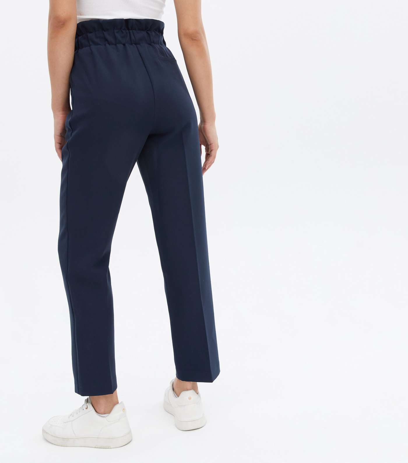 Navy Belted High Waist Trousers Image 4