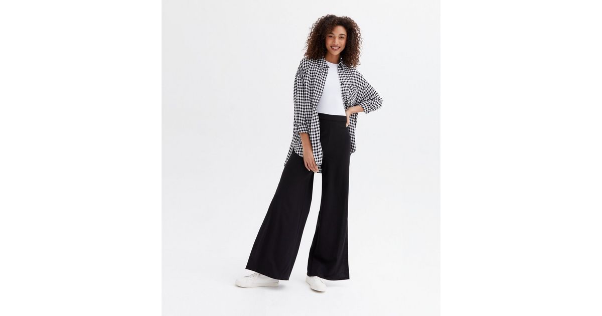 High-Waisted Slim Trousers with Front Split Detail - Black main image 0
