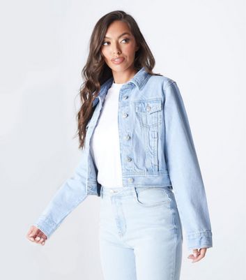 Urban Bliss Pale Blue Denim Crop Jacket New Look