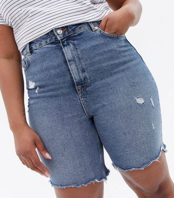 Ripped thigh hot sale shorts