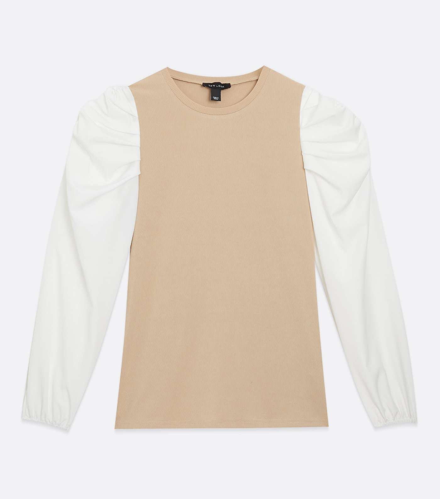 Camel Contrast Puff Sleeve Top Image 5