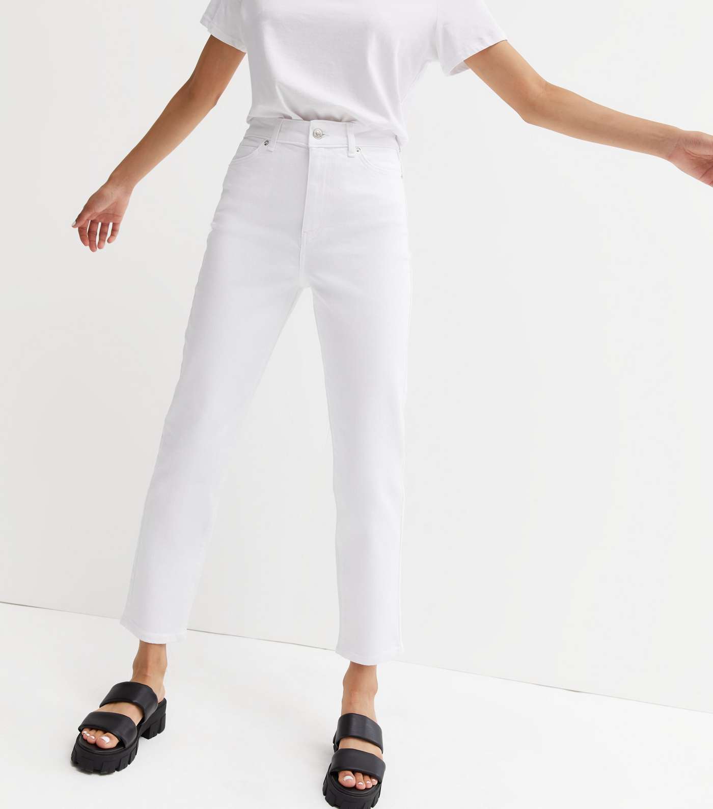 White Waist Enhance Tori Mom Jeans