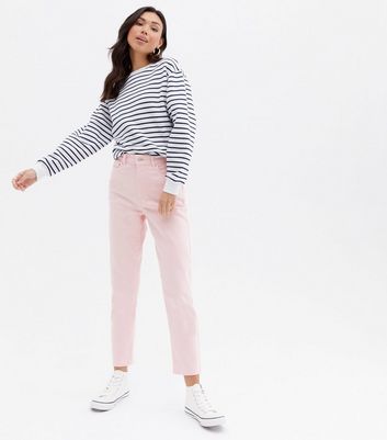 Pale Pink Waist Enhance Tori Mom Jeans | New Look