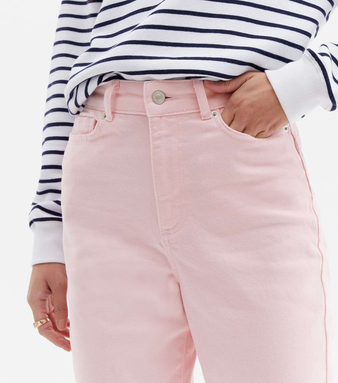 Pale Pink Waist Enhance Tori Mom Jeans Image 3