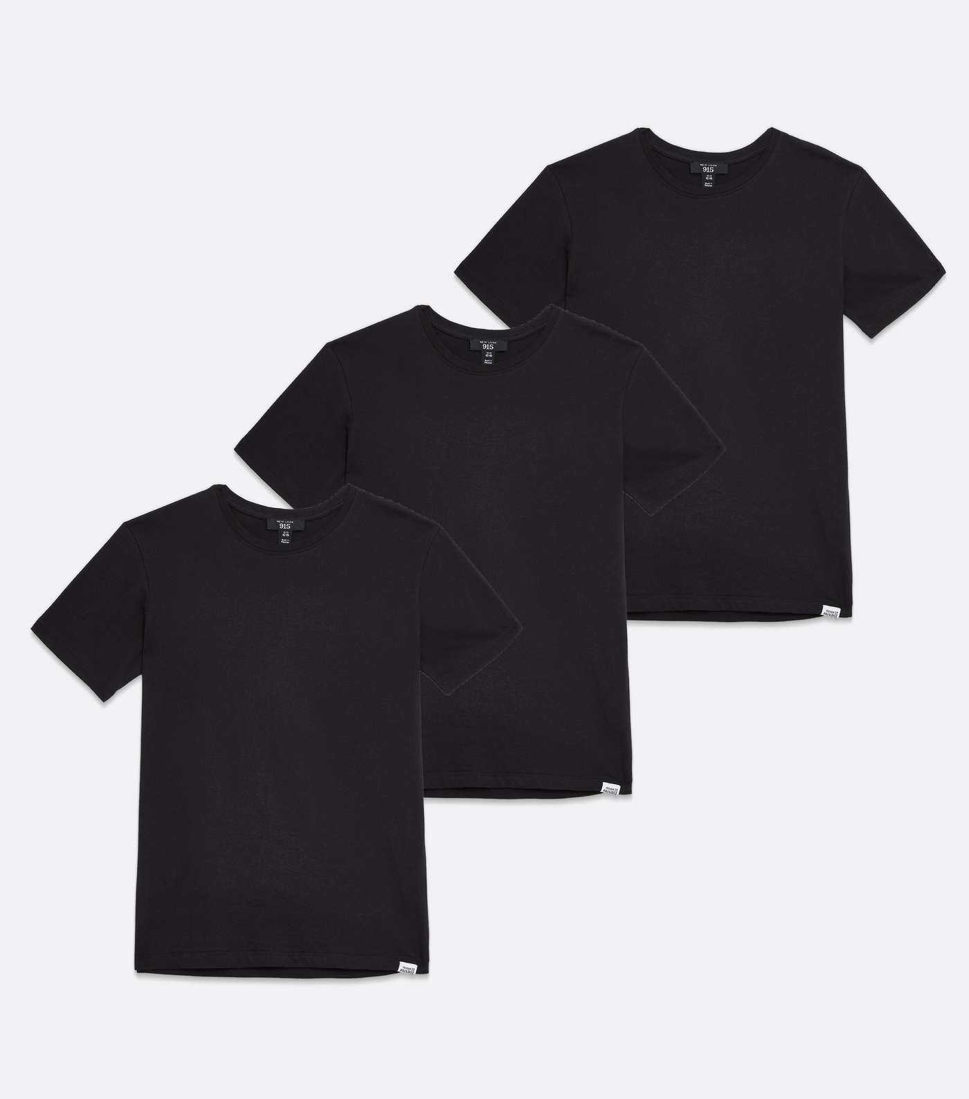 Boys 3 Pack Black Jersey Crew Neck T-Shirts Image 5