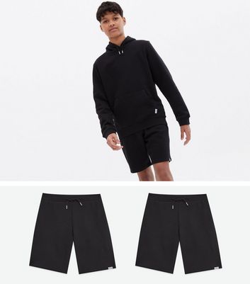 Boys 2 Pack Black Jersey Shorts