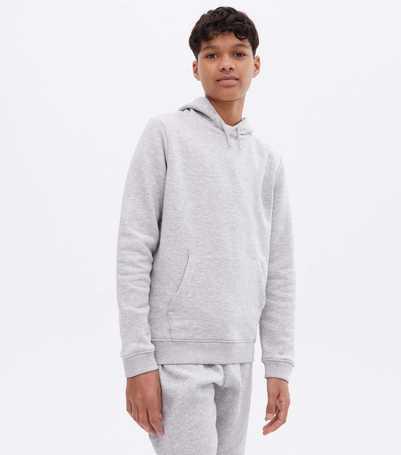 Boys Grey Marl Jersey Hoodie and Jogger Set Image 2