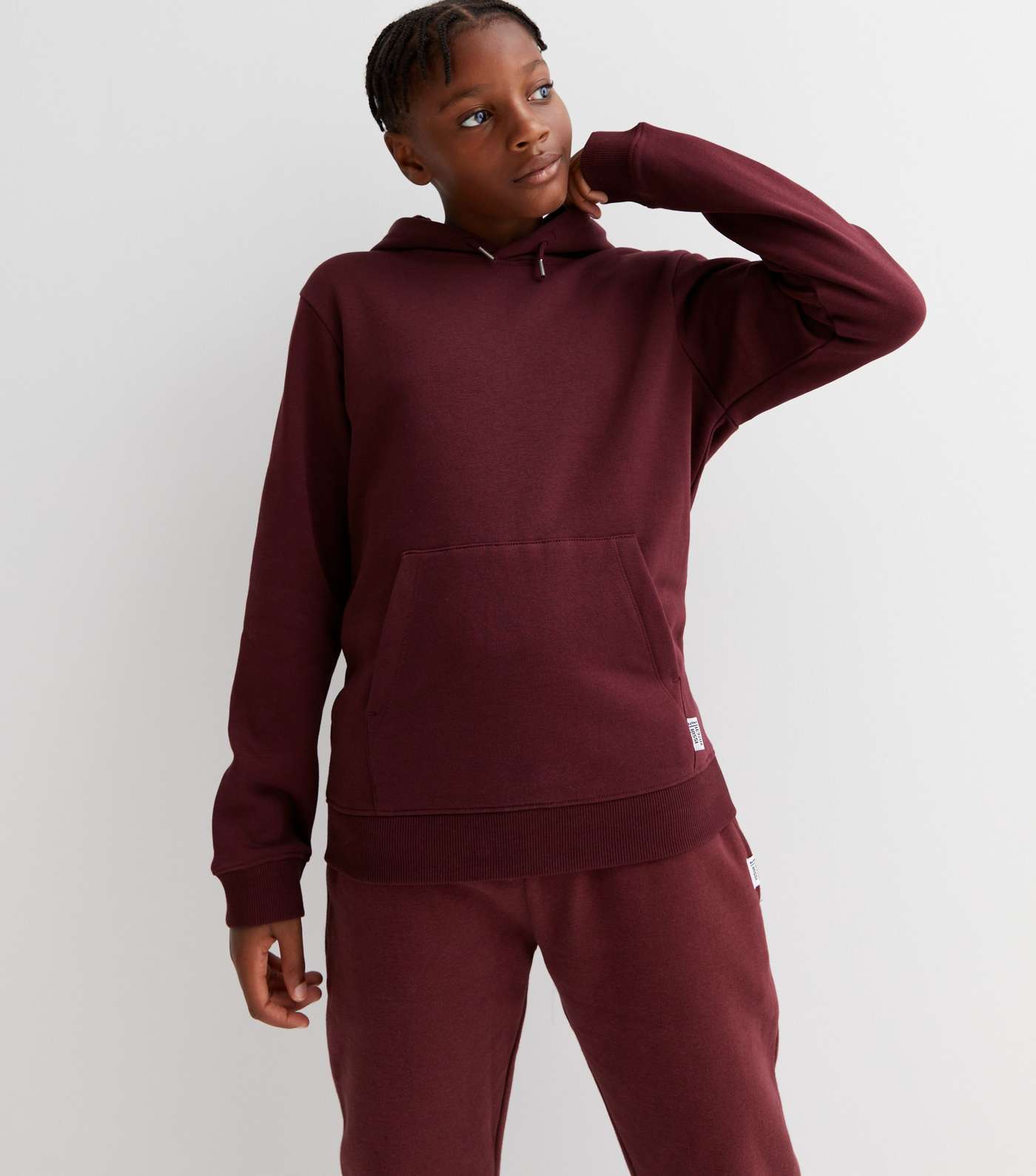 Boys Burgundy Jersey Hoodie and Jogger Set Image 2